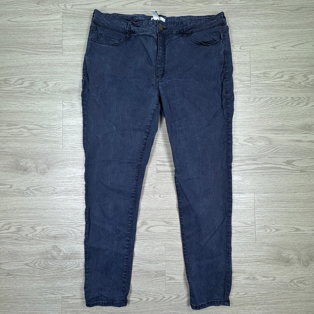 Daily Ritual Womens Pants Skinny Chino Navy Blue Size 14 Lyocell Blend Stretch